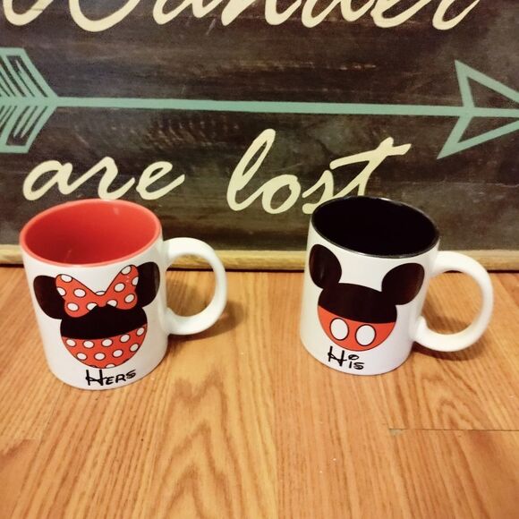 Other - Vintage Jerry Leigh Minnie & Mickey Mouse Hers & His Double Sided Coffee Cups